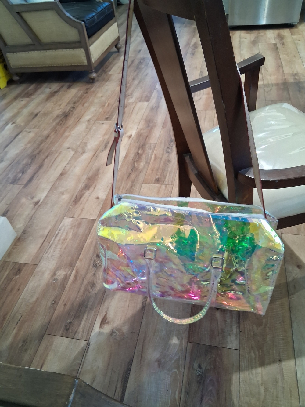 Holographic Iridescent Travel Tote - Clear Rainbow Shine - Picture 12 of 12
